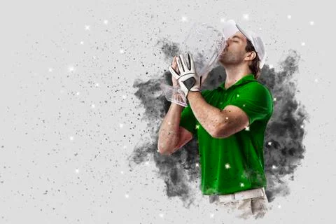 Golf Player coming out of a blast of smoke Stock Photos