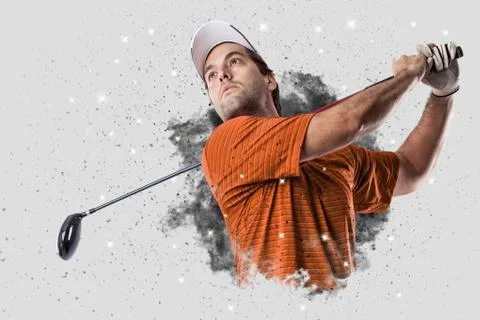 Golf Player coming out of a blast of smoke Stock Photos