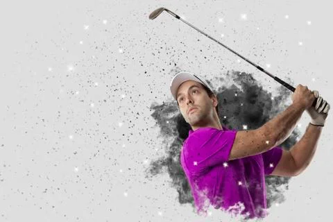 Golf Player coming out of a blast of smoke Stock Photos