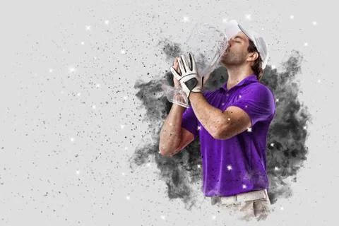 Golf Player coming out of a blast of smoke Stock Photos