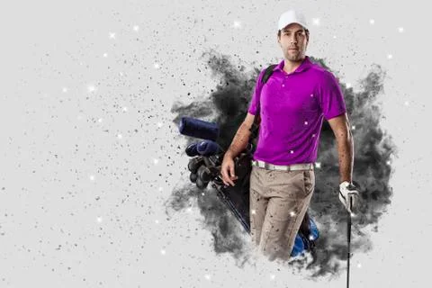 Golf Player coming out of a blast of smoke Stock Photos
