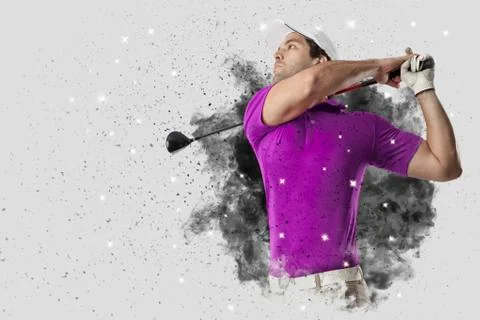 Golf Player coming out of a blast of smoke Stock Photos