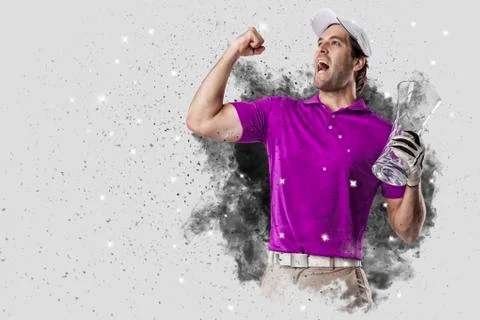 Golf Player coming out of a blast of smoke Stock Photos