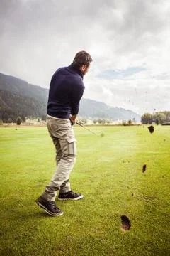 Golf player divot 스톡 사진