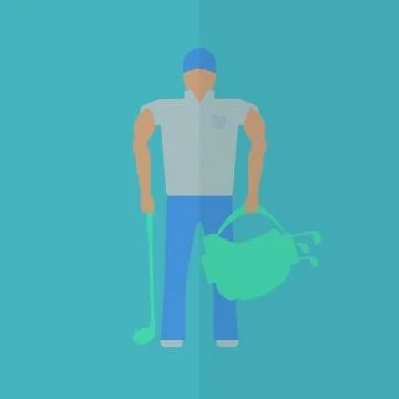 Golf player flat icon. Stock Illustration