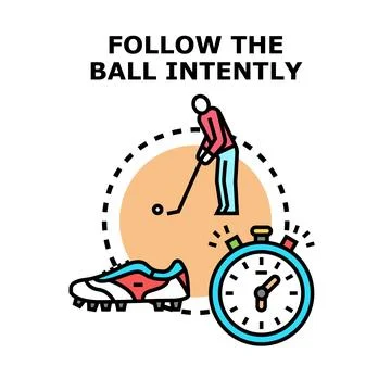 Golf player focused on ball, preparing for competition Stock Illustration