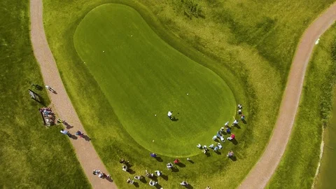 Golf player hitting ball with golf club Stock Footage 118065259