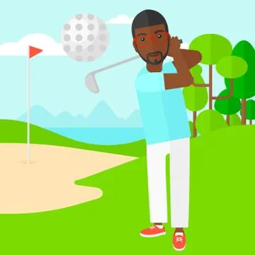 Golf player hitting the ball Illustrazione stock