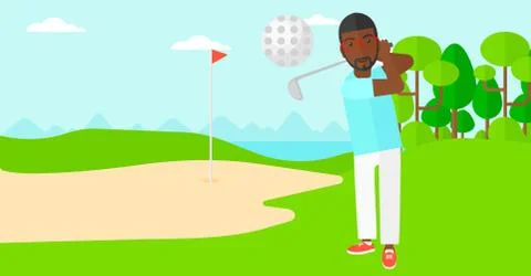 Golf player hitting the ball Illustrazione stock