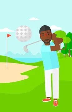 Golf player hitting the ball Illustrazione stock