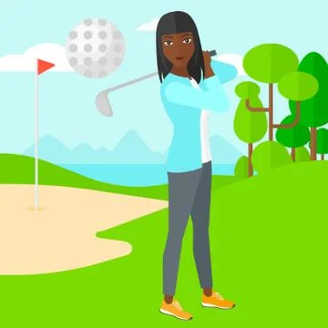 Golf player hitting the ball Illustrazione stock