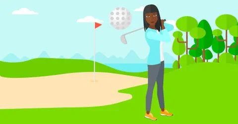 Golf player hitting the ball Illustrazione stock