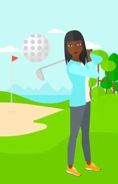 Golf player hitting the ball Illustrazione stock