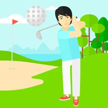 Golf player hitting the ball Illustrazione stock
