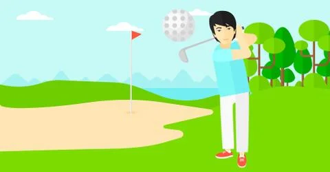 Golf player hitting the ball Illustrazione stock