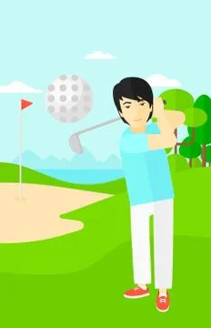 Golf player hitting the ball Illustrazione stock