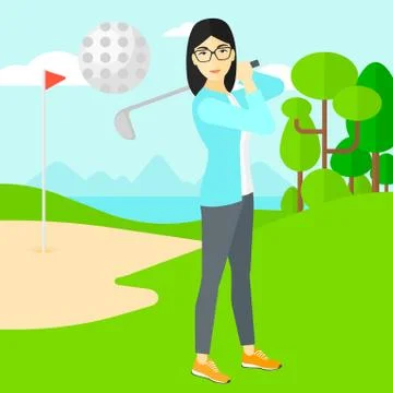 Golf player hitting the ball Illustrazione stock