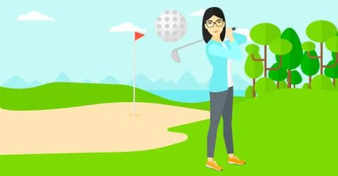 Golf player hitting the ball Illustrazione stock