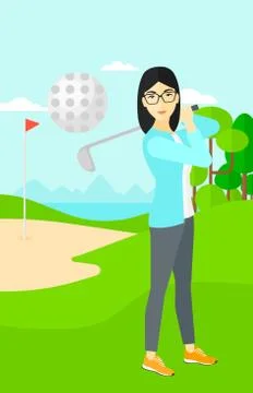 Golf player hitting the ball Illustrazione stock