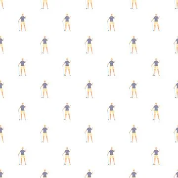 Golf player pattern repeated on white background Stock Illustration