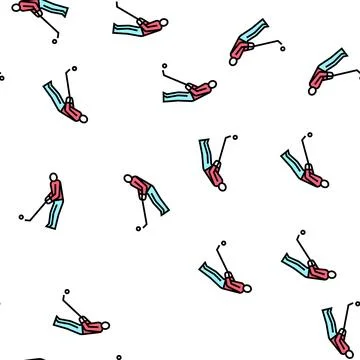Golf player playing game and hitting ball vector seamless pattern Illustrazione stock