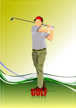 Golf player poster. vector illustration Stock Illustration