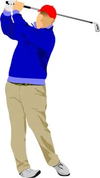 Golf player poster. Vector illustration Stock Illustration