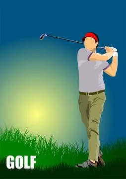 Golf player poster. Vector illustration Stock Illustration