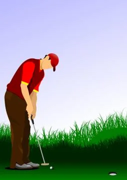 Golf player poster. Vector illustration Illustrazione stock