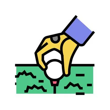 Golf player putting ball on tee stand color icon vector illustration Illustrazione stock
