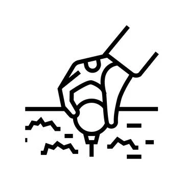 Golf player putting ball on tee stand line icon vector illustration Illustrazione stock