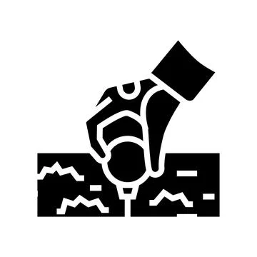 Golf player putting ball on tee stand glyph icon vector illustration Illustrazione stock