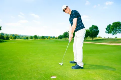 Golf Player Putting Stockfoto's