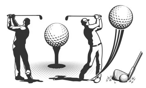 Golf player in retro style Stock Illustration