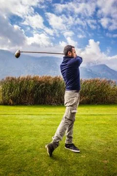 Golf player stance Stock Photos