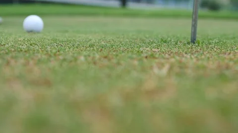Golf player strikes ball on golf course Stock Footage 63828539