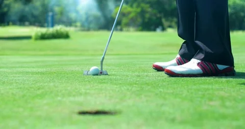 Golf Player Sucessfully Hit The Target Stock Footage 162175318