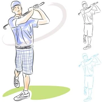 Golf player swings Stock Illustration