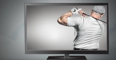 Golf player on television Stock Photos