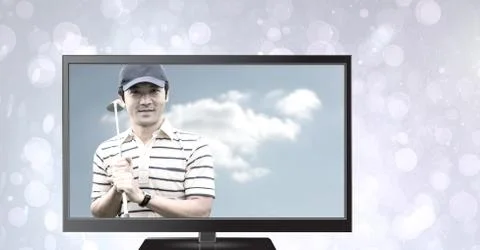 Golf player on television Stock Photos