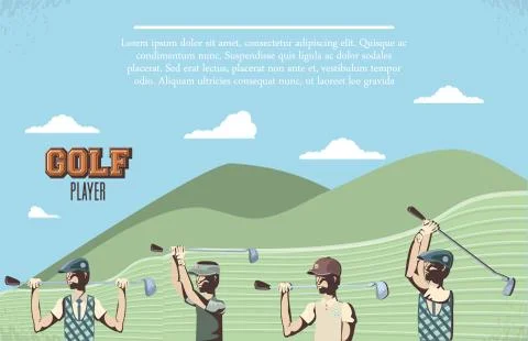 Golf players in the course Stock Illustration