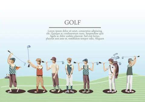 Golf players in the course Stock Illustration