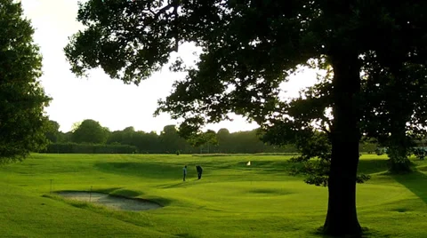 Golf players on the evening game. Vídeo Stock 39433947
