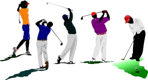 Golf players. Vector illustration Stock Illustration