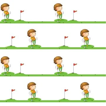 Golf playing boy Illustrazione stock