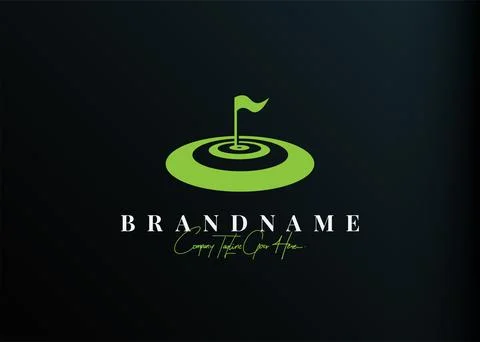 Golf point target logo design inspiration. Vector illustration of a flag in t Illustration