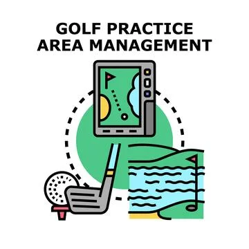 Golf practice area management analyzing player performance Stock Illustration