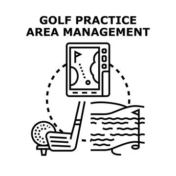 Golf practice area management analyzing player performance Stock Illustration