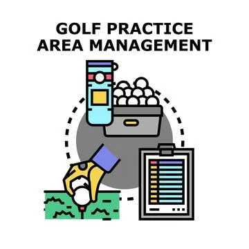 Golf practice area management concept overseeing sports training 스톡 일러스트
