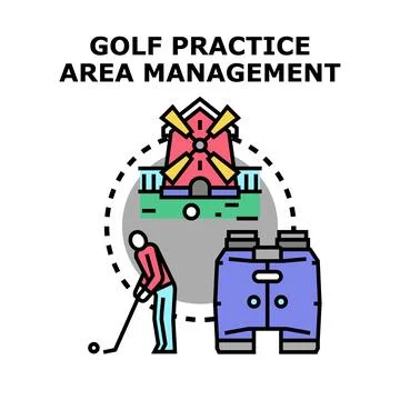Golf practice area management strategy planning training concept Stock Illustration